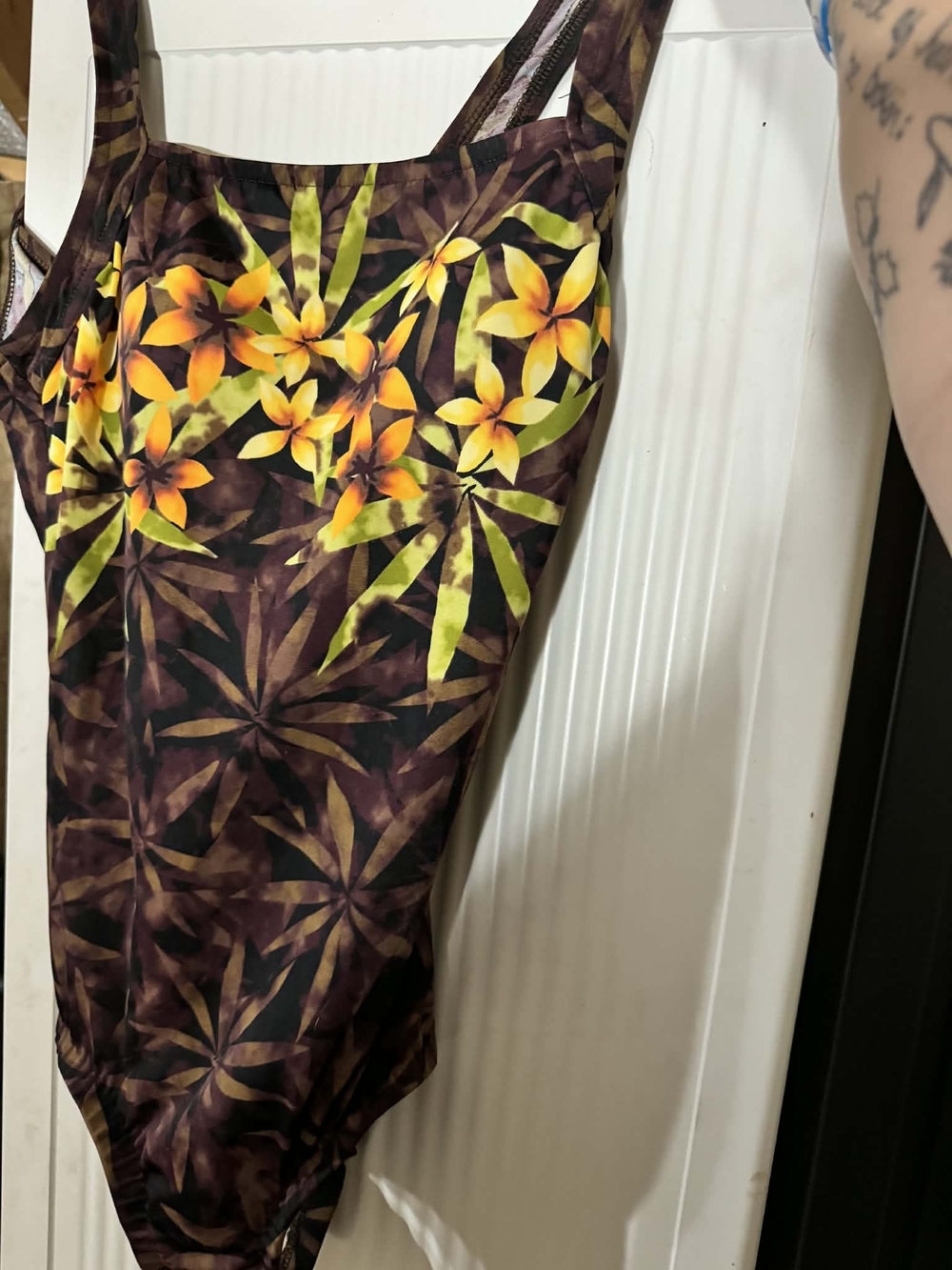Women’s Floral Print Brown Tropical Bathing Suit